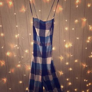 Blue Plaid Jumpsuit